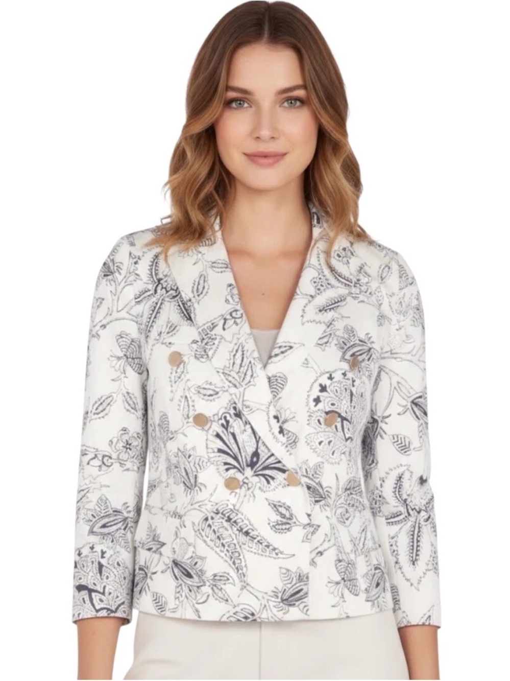 Isabel Marant White Jacket with Blue Botanical Print